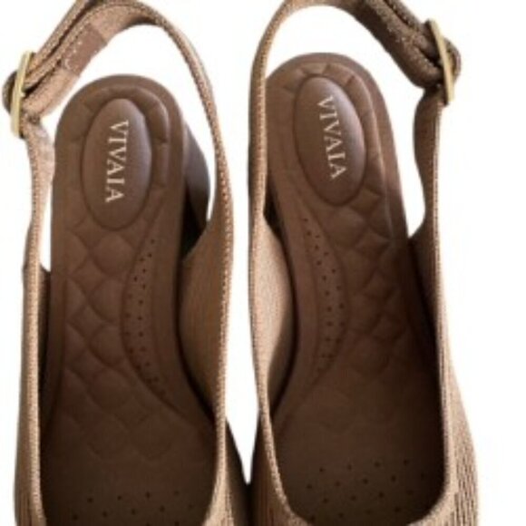 Vivaia Melody Square Toe Slingback Block Heel in Nutmeg 36 - Picture 6 of 7